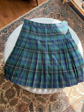 Plaid Pleated Skirt in Green Tartan